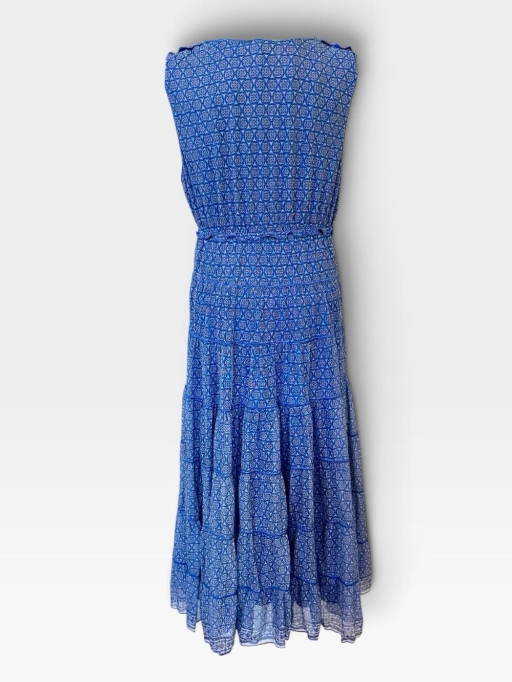 Max Studio Blue Printed Sleeveless Tiered Maxi Dress - Picture 2 of 3
